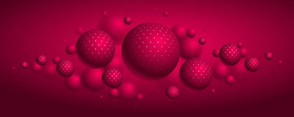 Abstract Dotted Spheres Vector Background Composition Flying Balls Decorated Dots — Stock Vector