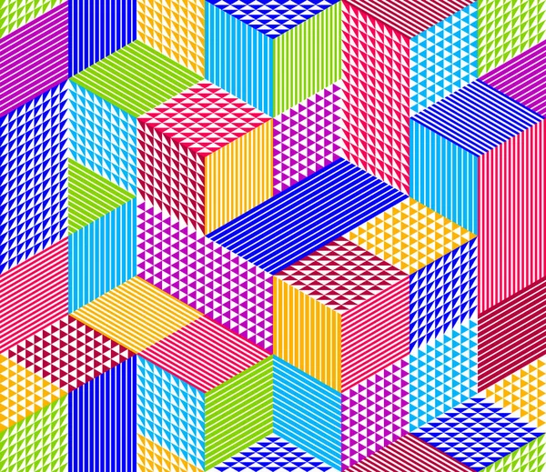 Cubes Sans Couture Arrière Plan Vectoriel Losanges Triangles Boîtes Répétant — Image vectorielle