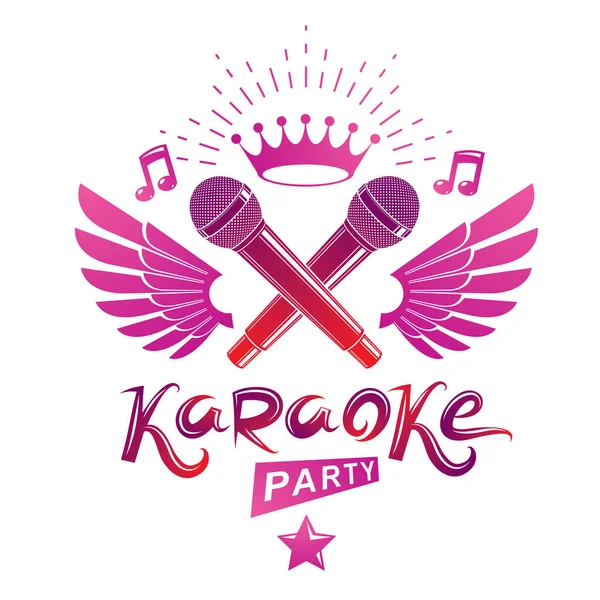 Diseño Póster Promoción Fiestas Karaoke Compuesto Con Notas Musicales Estrellas — Vector de stock