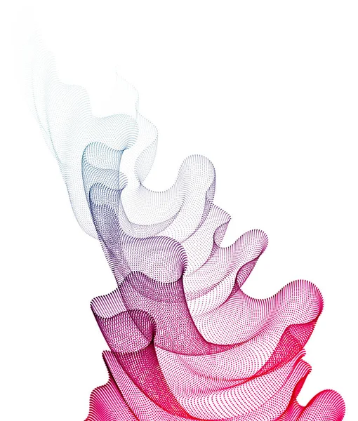 颗粒阵列流淌 动态波浪透明的郁金香织物在风中飘扬 3D矢量图解 网状圆点 漂亮轻松的壁纸插图 — 图库矢量图片