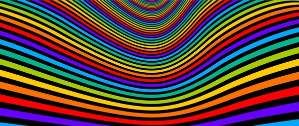 Psikedelik Gökkuşağı Renkli Optik Illüzyon Çizgileri Vektör Deli Sanat Arka — Stok Vektör