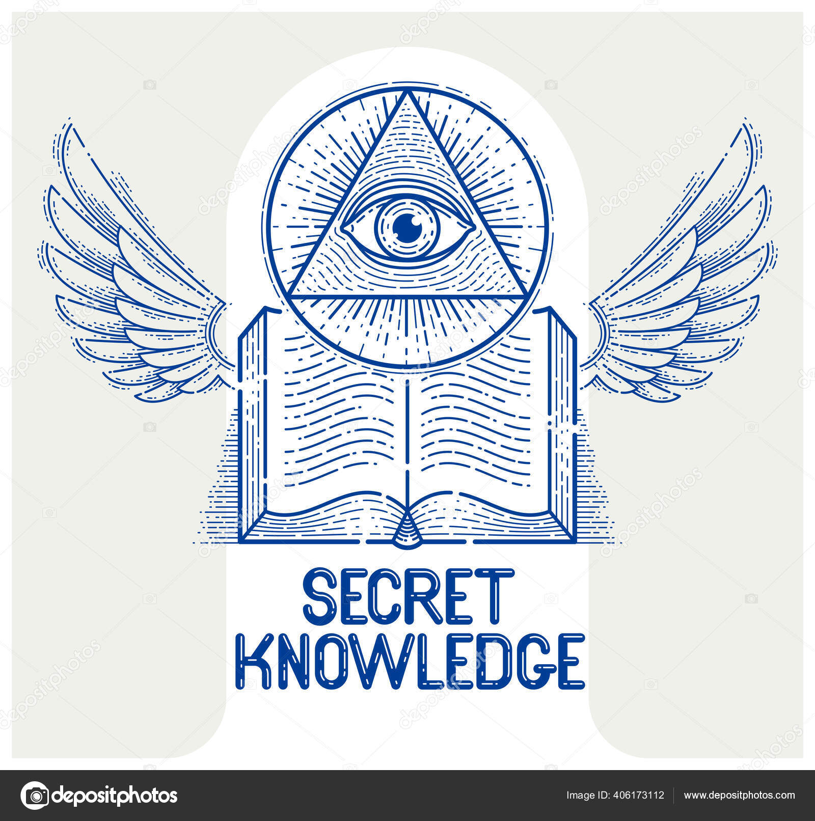 Conocimiento Secreto Libro Alas Abiertas Vintage Con Todos Los Ojos Vector  de stock #406173112 de ©Ostapius, image size:1600x1612
