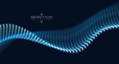 Parçacık dalgası. Bulanık ışıklar vektör soyut arkaplan. Güzel dalga şekilli parlayan noktalar dizisi.