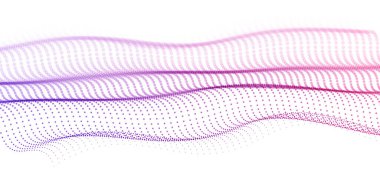 Parçacıklar büyük veri akışı vektörünü soyut güzel arka plan, teknoloji ve bilim soyutlaması, dalgalı hareketlerle uçan noktalar dizisi, 3D teknoloji ve bilim tasarımı.