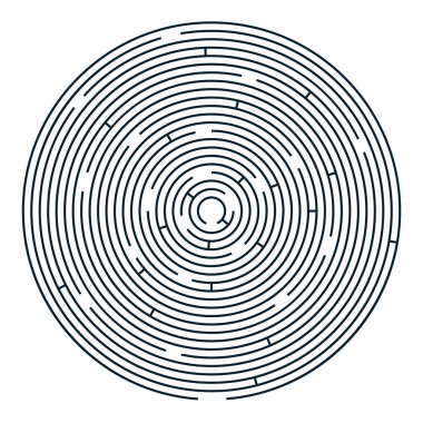 Radyal labirent vektör tasarımı, oynanacak çocuk oyunu, çıkış yolu..