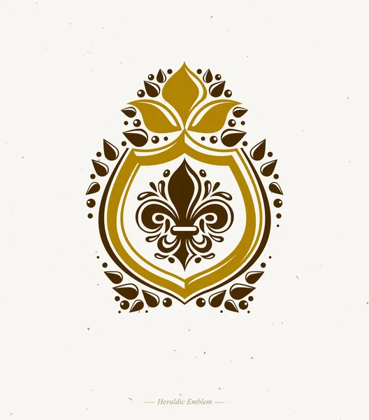 Vintage Emblema Heráldico Creado Con Flor Lirio Símbolo Real Símbolo — Vector de stock