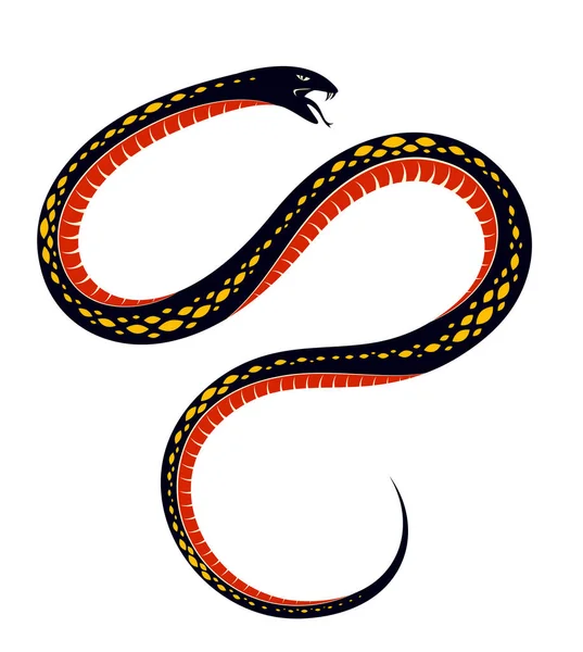 Tatuaje Vector Serpiente Mortal Veneno Serpiente Peligrosa Veneno Agresivo Depredador — Archivo Imágenes Vectoriales
