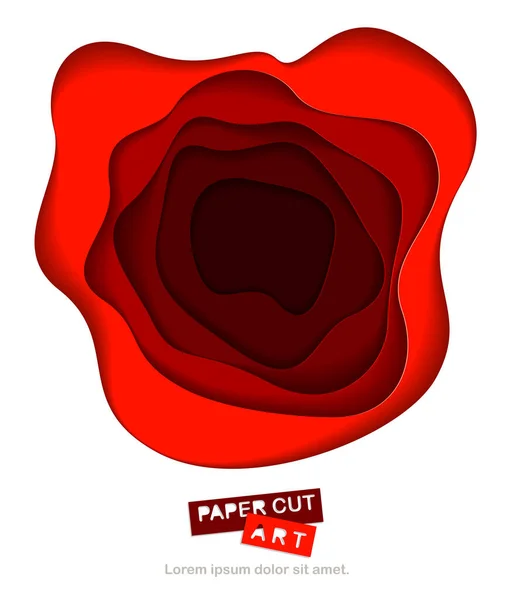 Fundo Vermelho Abstrato Com Formas Corte Papel Ilustração Vetorial Estilo — Vetor de Stock