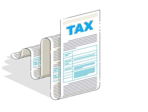 Forma Fiscale Documento Diritto Cartaceo Isolato Sfondo Bianco Illustrazione Isometrica — Vettoriale Stock