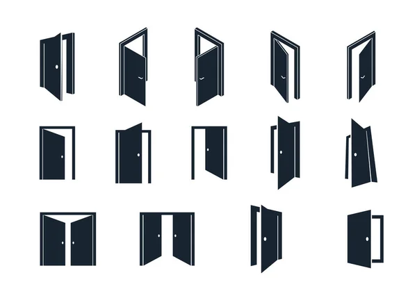 ドアのアイコンベクトルセット フラットと3次元のスタイルのシンボル 大きなコレクション — ストックベクタ