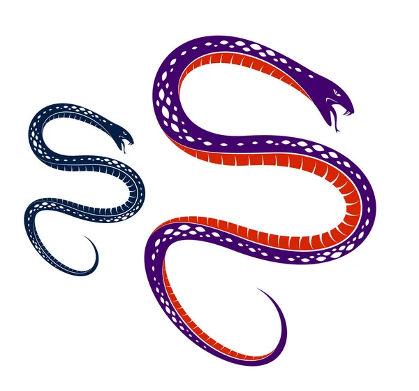 Snake Vector Tattoo Dodelijk Gif Gevaarlijke Slang Gif Agressieve Roofdier — Stockvector