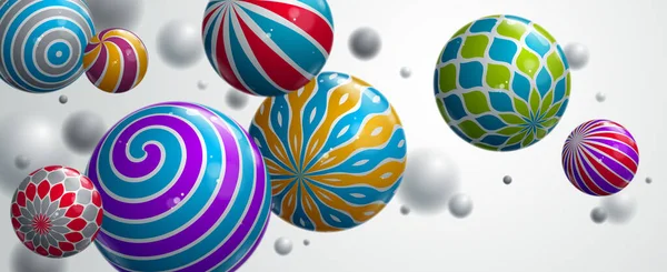 Sphères Brillantes Réalistes Illustration Vectorielle Fond Abstrait Avec Belles Boules — Image vectorielle