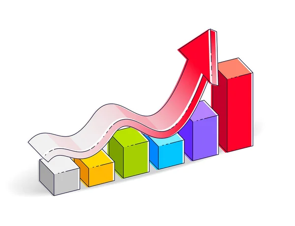 Lišta Statistiky Růstového Grafu Izolovaná Bílém Pozadí Vektorové Izometrické Podnikání — Stockový vektor