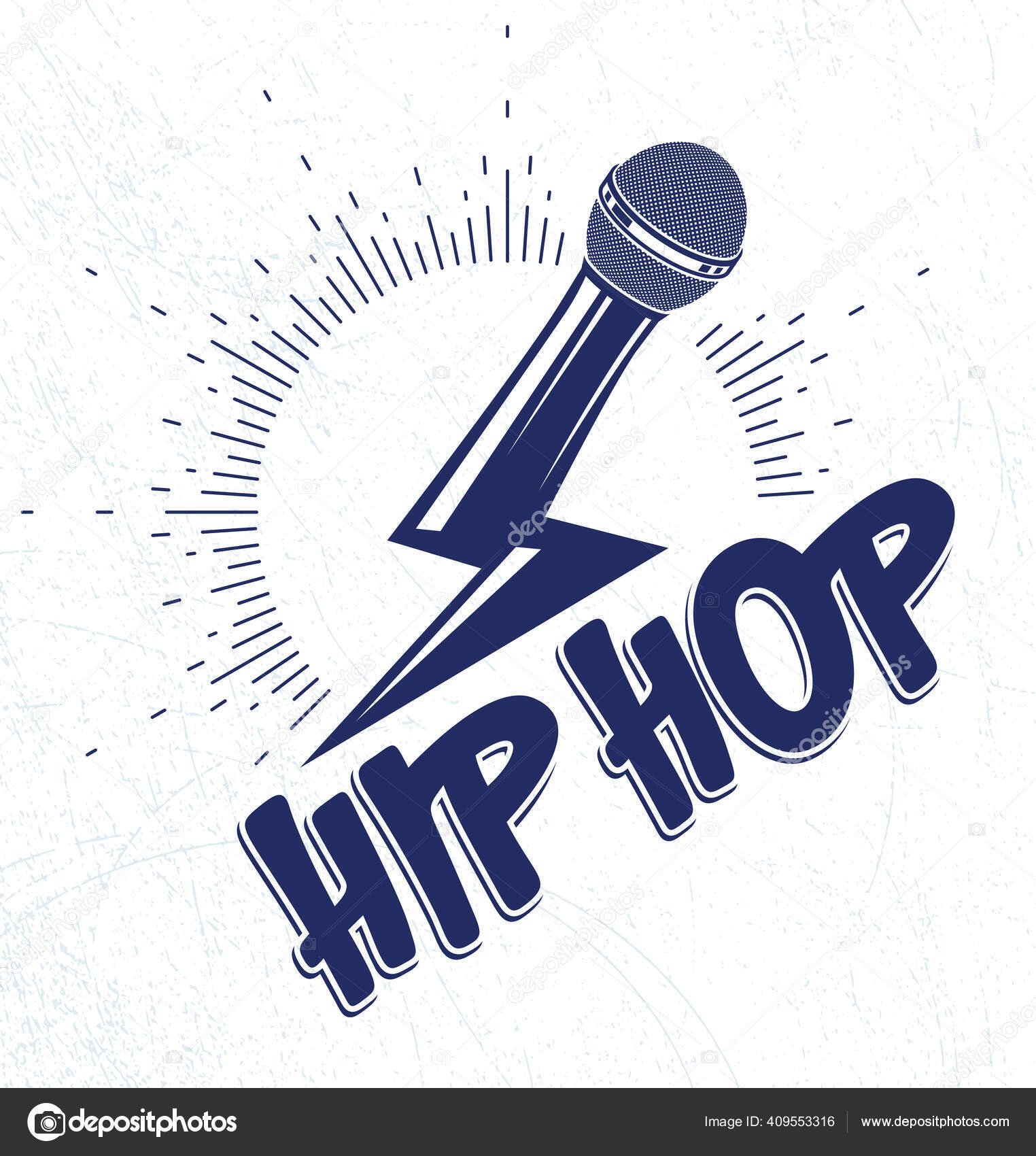 Rap Music Vector Logo Emblem Microphone Shape Lightning Bolt Hip Stock  Vector by ©Ostapius 409553316