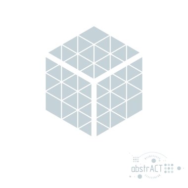 Vektör modern geometrik grafik kompozisyonu şablon ve düzen olarak kullanılabilir. Grafik şekli, küpü olan soyut teknik arkaplan.