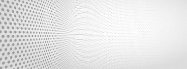 Noktalar desen vektör tasarımı, teknoloji teması, boyutsal nokta akışı perspektif, büyük veri, nanoteknoloji ile soyut tek renkli arkaplan.