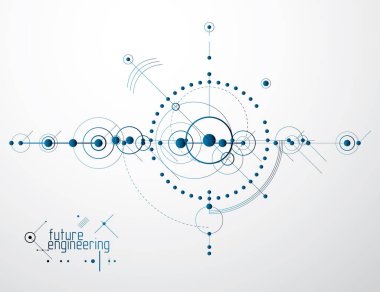 Daireler ve çizgilerden yapılmış mühendislik teknolojisi vektör duvar kağıdı. Modern geometrik bileşim şablon ve düzen olarak kullanılabilir. Soyut teknik arkaplan.