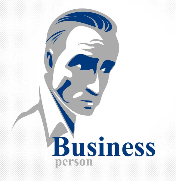 Zelfverzekerde Succesvolle Zakenman Knappe Man Business Person Vector Logo Illustratie — Stockvector