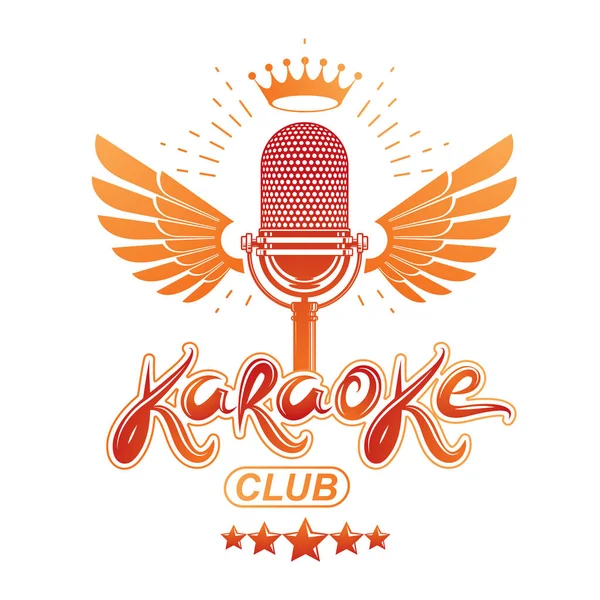 Cartaz Publicitário Karaoke Boate Composto Com Ilustração Vetor Microfone Estágio — Vetor de Stock