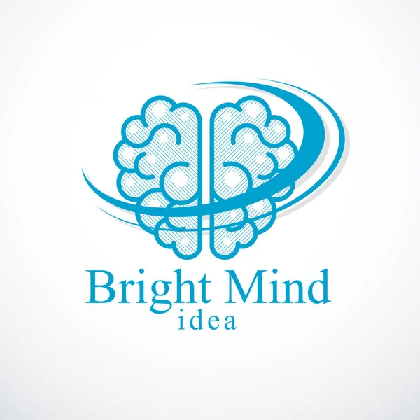 Bright Mind Vector Logo Icon Human Anatomical Brain Thinking Brainstorming — Stock Vector
