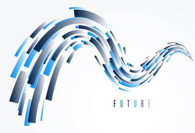 Bilim ya da teknoloji vektörü soyut arkaplan, hareket tasarım elementindeki 3D dinamik çizgiler, reklam veya poster için fütüristik şablon. Geleceksel tasarım.