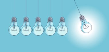 Ampul Newton beşik sarkacı fikri, vektör illüstrasyonu.