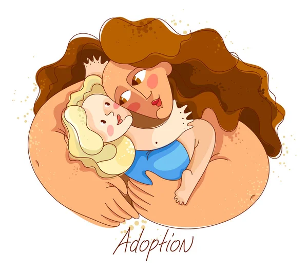 Adoptie Kind Vector Illustratie Speciale Persoonlijke Stijl Geaccepteerde Adoptie Baby — Stockvector