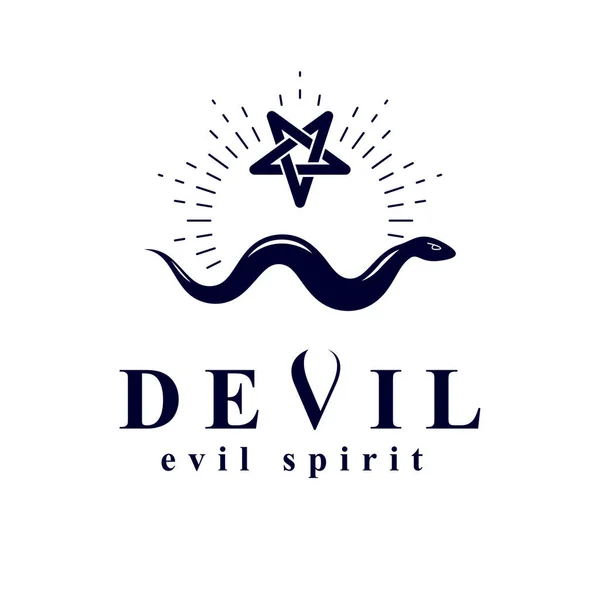 Serpiente Vectorial Creada Con Símbolo Pentáculo Satán Emblema Vectorial Gráfico — Archivo Imágenes Vectoriales