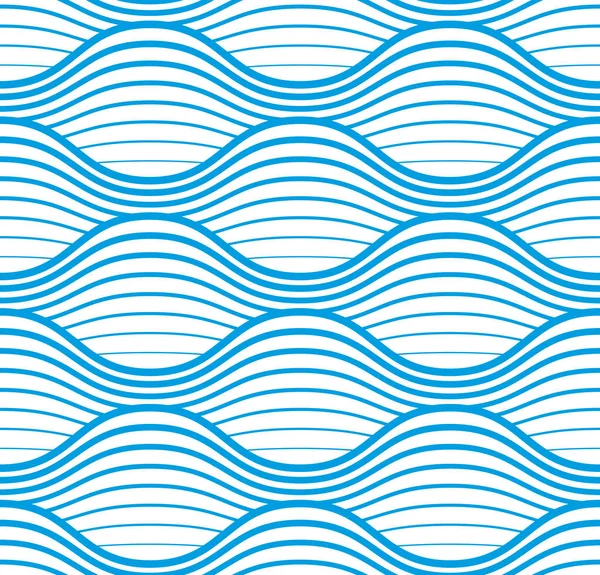 Olas Agua Patrón Sin Costura Líneas Curva Vectorial Fondo Baldosas — Vector de stock