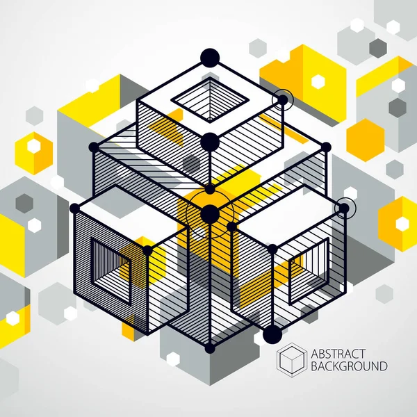 Patrón Geométrico Isométrico Tendencia Fondo Amarillo Con Bloques Brillantes Cubos — Archivo Imágenes Vectoriales