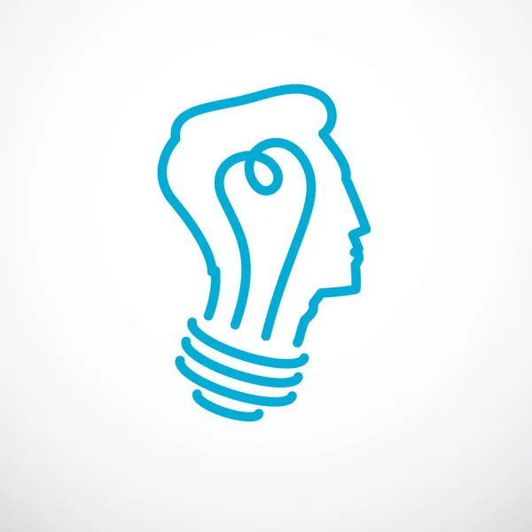 Creatief Brein Concept Intelligent Persoon Vector Logo Lampje Vorm Van — Stockvector