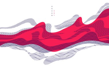 Doğa sanatı oryantal Japon tarzı vektör soyut arka plan kırmızı renklerde, su şekilleri ve dokuları gibi akışkan.