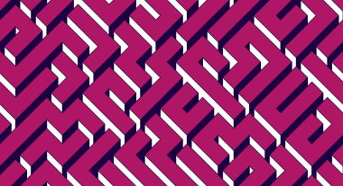 3D labirent kusursuz desen, izometrik labirent duvar kağıdının vektör soyut arka planı, geometrik bloklar yaratıcı kavram, kübik rebus.