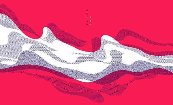 Doğa sanatı oryantal Japon tarzı vektör soyut arka plan kırmızı renklerde, su şekilleri ve dokuları gibi akışkan.