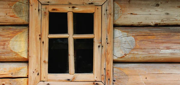 Staré Dřevěné Domy Okno Pozadí Fragment — Stock fotografie