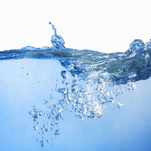 Spruzzi Acqua Blu Chiaro Astratto Con Bolle — Foto Stock