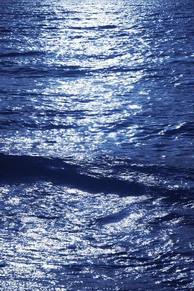 Fantastische Blaue Meer Hintergrund Mittelmeer Der Nacht Mond Spiegelt Sich — Stockfoto