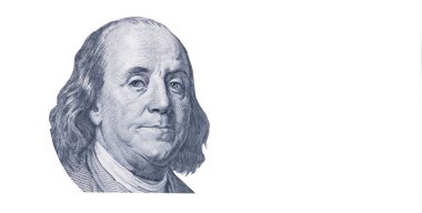 Benjamin Franklin yüzünde yüz bizi dolarlık banknot. Amerika Birleşik Devletleri para.