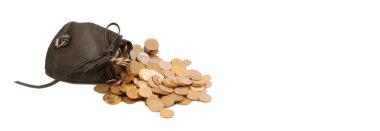 sikkeler üzerinde kahverengi beyaz baclground üzerine