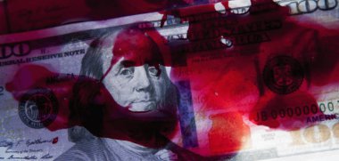 Para kavramı cinayetten. Terörizm, ölüm, acı, kaybı ve şiddet sembolü olarak kan dolar.