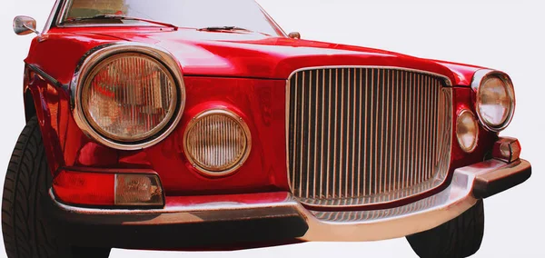 Ön farlar ve geri yüklenen bir retro araba ızgara, ön kadar yakın