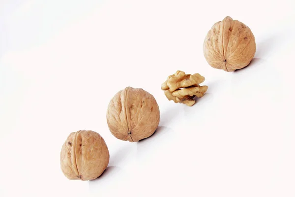 Shelled Walnuts Background Wooden Boards — Stock Photo, Image