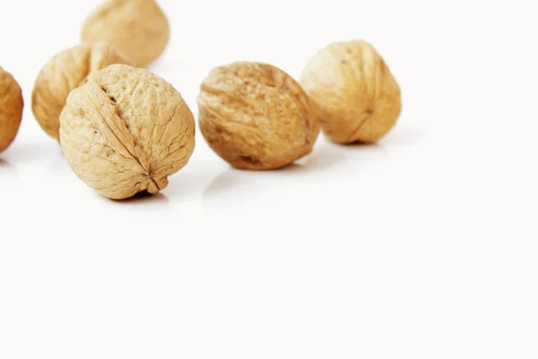 Shelled Walnuts Hite Background — Stock Photo, Image