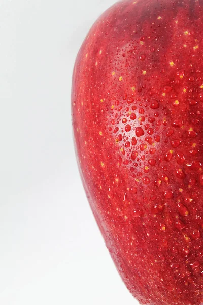 Manzana Roja Gotas Agua Detalles —  Fotos de Stock