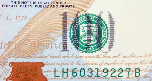 美元钞票 细节的特写 — 图库照片