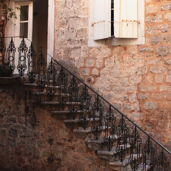 Abstract Brown Stone Wall Window Stairs Symbol Hotels Tourism Old — Stock Photo, Image