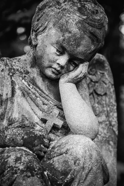 Vintage Obraz Smutný Anděl Náboženství Víry Smrti Vzkříšení Věčnost Koncept — Stock fotografie