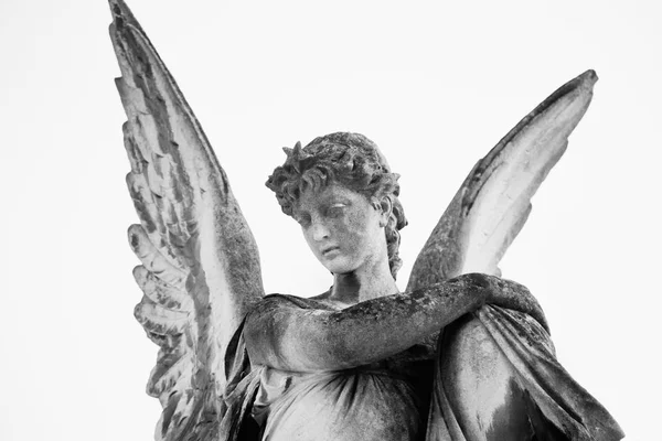 Винтажное Изображение Грустного Ангела Ретро Стилизовано Вера Религия Христианство Смерть — стоковое фото