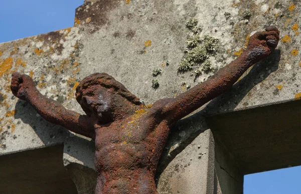 Antique Statue Jesus Christ Statue Background Gray Stone Religion Faith — Stock Photo, Image