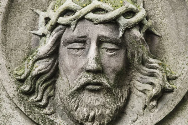 Rostro Jesucristo Corona Espinas Estatua —  Fotos de Stock